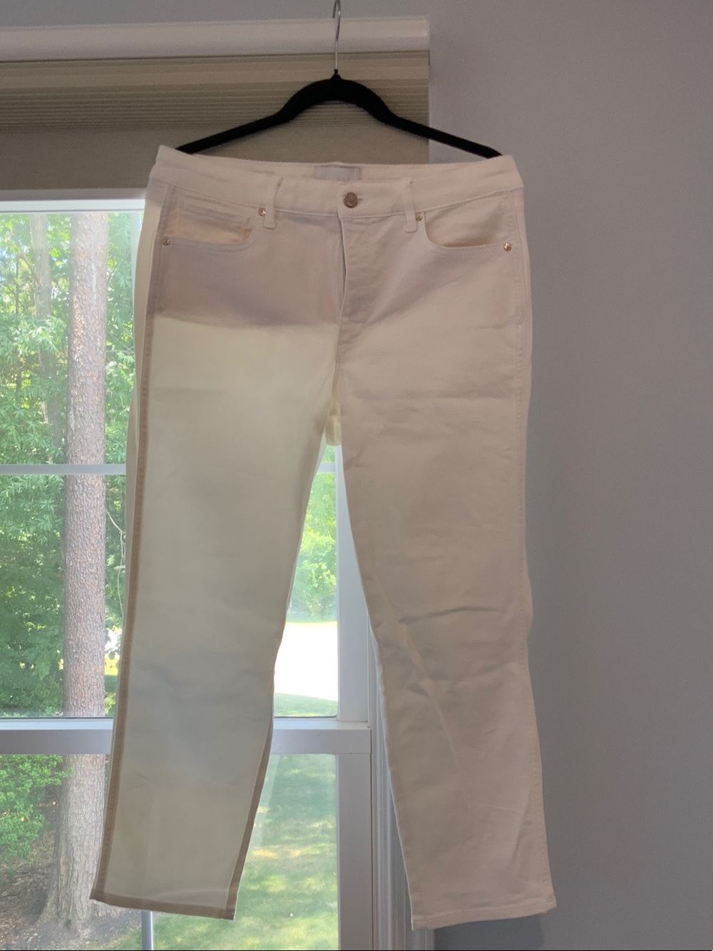 White House Black Market Women's Straight Leg White Jeans